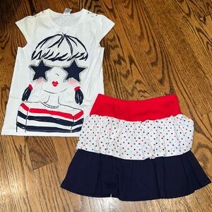 Gymboree girls fourth of july set: top and ruffle bottom size 7 NWT
